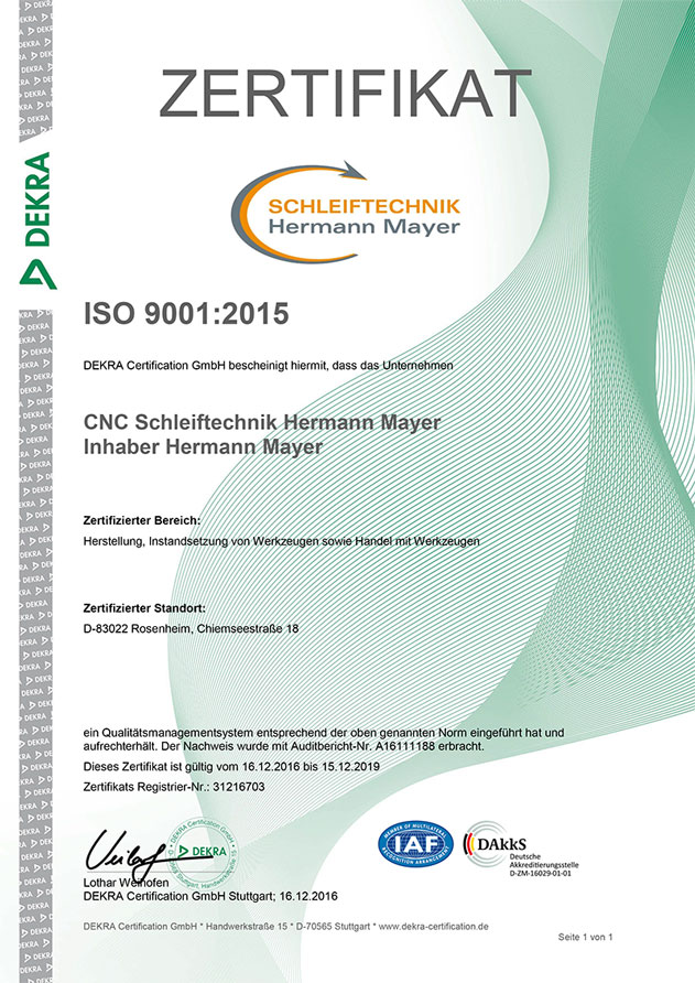 Qualitätssicherung Zertifikat ISO 9001