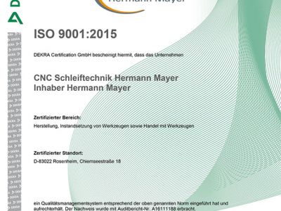 Qualitätssicherung Zertifikat ISO 9001